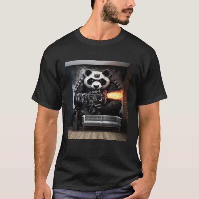 Camiseta Batalha de Panda Arrancando Mural Sala de Muro de  (Frente)