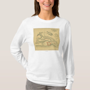 Camiseta Batalha do forte Henry - mapa panorâmico da guerra