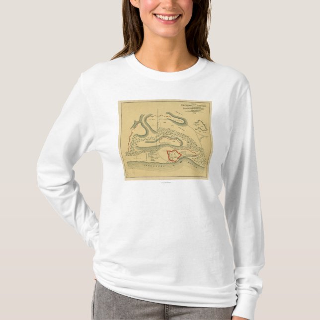 Camiseta Batalha do forte Henry - mapa panorâmico da guerra (Frente)