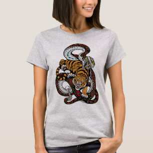 Camiseta Batalha Épica: Arte do Tigre vs. Cobra