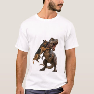 Camiseta Batalha Épica Cachorro vs T-Rex