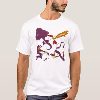 Camiseta batalha épico entre bens e o mal