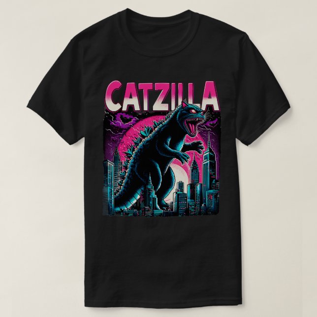 Camiseta Batalha Epínica de Gatos Colossais de CATZILLA (Frente do Design)