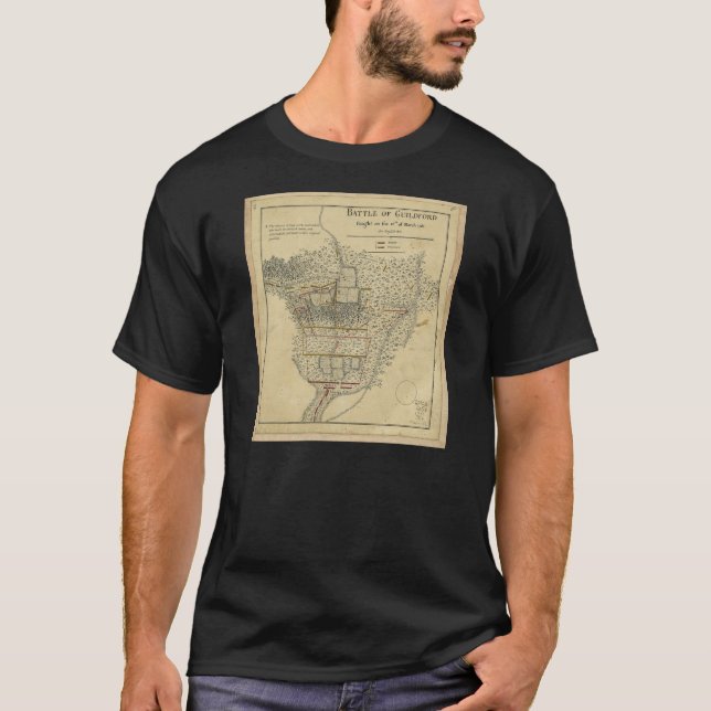 Camiseta Batalha Guildford mapa do 15 de março de 1781 (Frente)