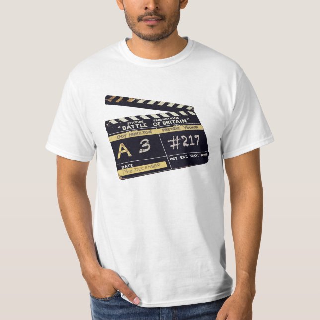 Camiseta "Batalha t-shirt do clapperboard do filme de Grâ (Frente)