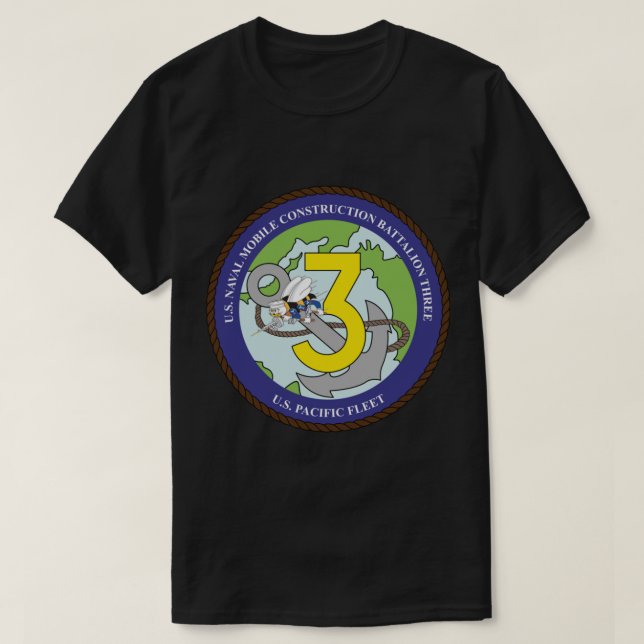 Camiseta Batalhão de Construção Naval Móvel 3 (NMCB-3) (Frente do Design)