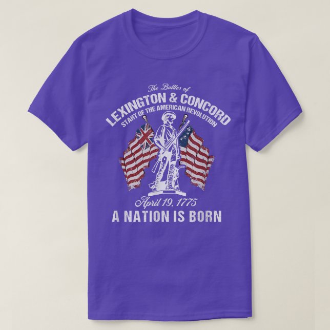 Camiseta Batalhas De Lexington E Concord American Revoluti (Frente do Design)