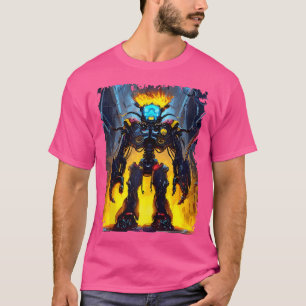 Camiseta Batalhas Flaming Cyberpunk Sci-Fi Warrior R
