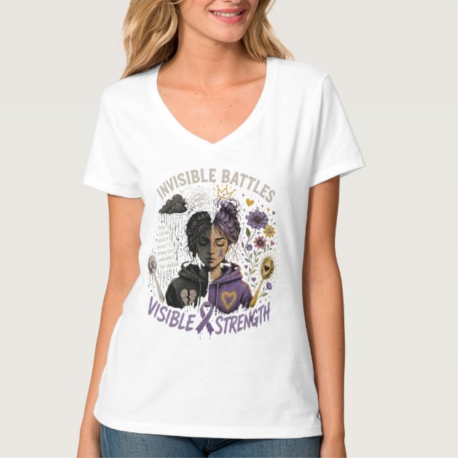 Camiseta Batalhas Invisíveis, Força Visível Doença Crônica (Frente)