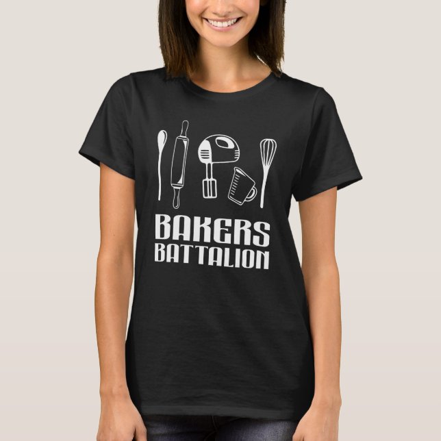 Camiseta Batalhões de padeiros utensílios de cozinha Cozinh (Frente)