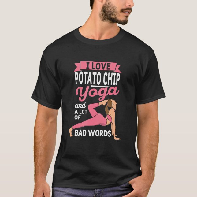 Camiseta Batata Chip Yoga e muitas palavras ruins pilates Y (Frente)