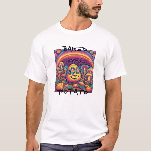Camiseta Batata cozida Psicodélica Feliz AI (Frente)