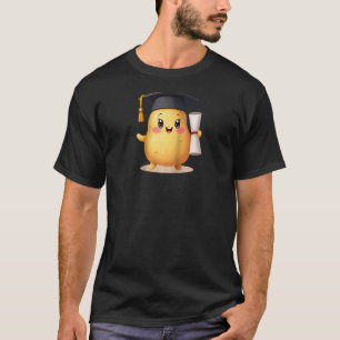 Camiseta Batata de Formatura Engraçada com boné, borla e di