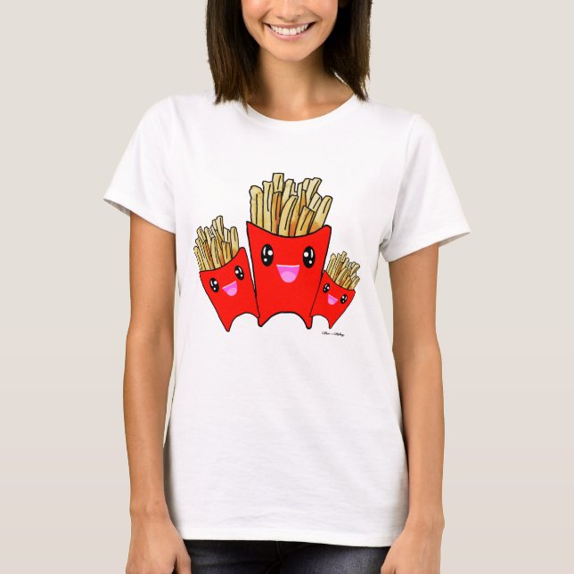 Camiseta Batata de kawaii linda batata frita comida rápida (Frente)