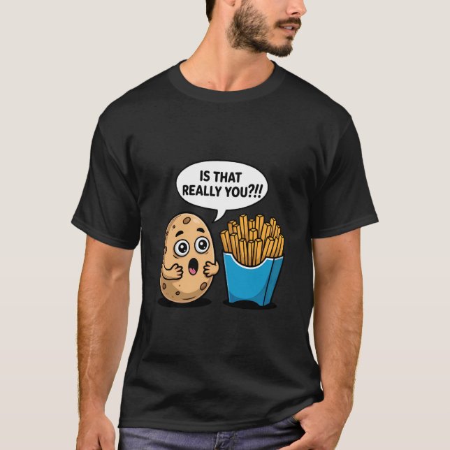 Camiseta Batata Engraçada e Humor de Batata Frita (Frente)