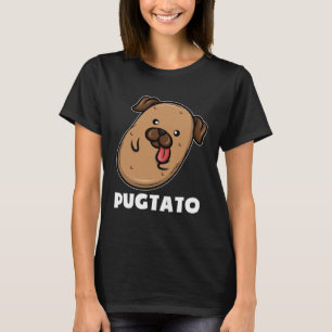 Camiseta batata feliz relaxante com nariz e orelhas castanh