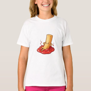 Camiseta Batata Frita Relaxando no Molho de Ketchup Infanti