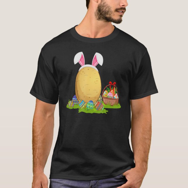 Camiseta Batata Páscoa Ovo Caça Páscoa De Batata Sund (Frente)