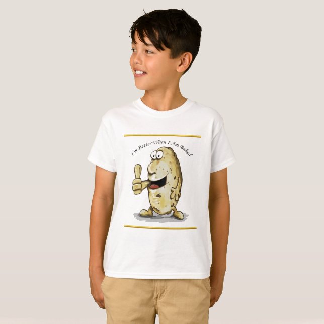 Camiseta Batata personagem de desenho animado com olhos gra (Frente Completa)