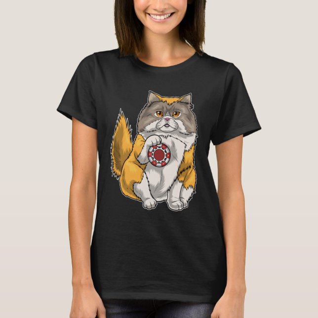 Camiseta Batatas de pôquer de gato persa (Frente)