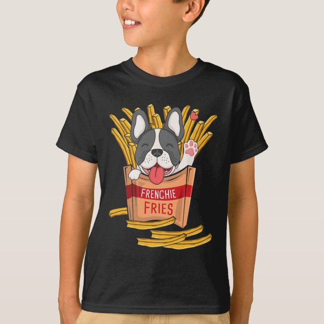 Camiseta Batatas Fritas - Bulldog Francês Comida Rápida Ama (Frente)
