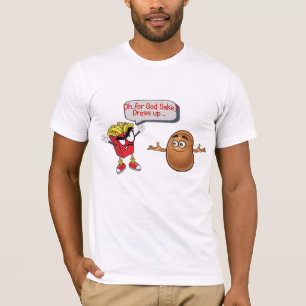 Camiseta batatas fritas com atitude gritando engraçado