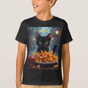 Camiseta batatas fritas de abóbora de Halloween com catchup