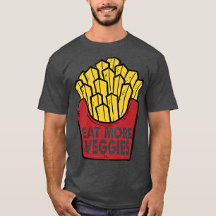 Camiseta batatas fritas engraçadas comem mais vegetais vege
