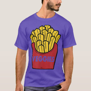 Camiseta batatas fritas engraçadas comem mais vegetais vege