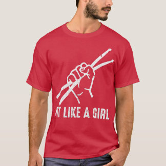 Camiseta Bate como uma garota baterista bebe tambor diversã