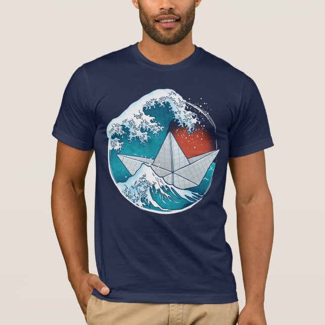 Camiseta Bateau en papier et vagues (Frente)