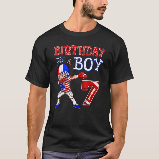 Camiseta Bater no American Football Birthday Boy 7 anos (Frente)