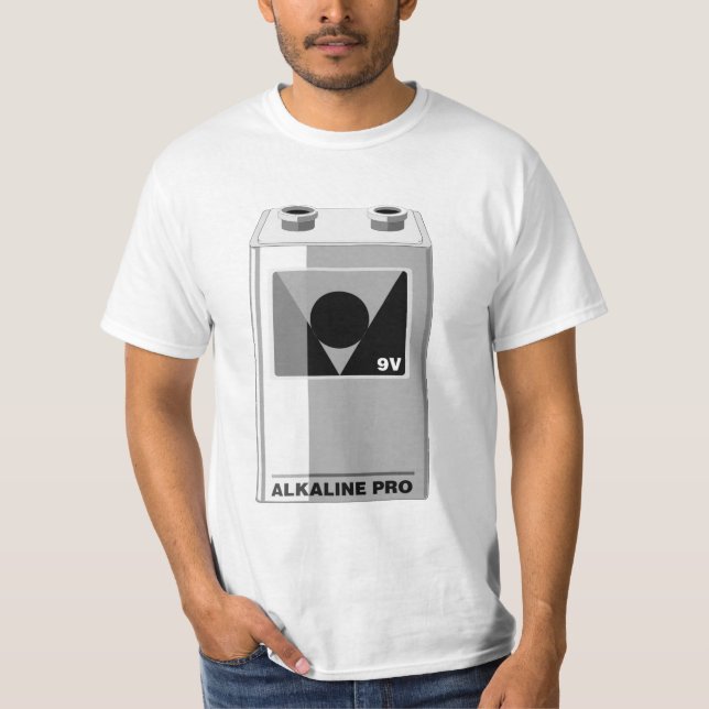 Camiseta Bateria - 9 volts ou desgastes do nerd (Frente)