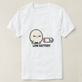 Camiseta Bateria Baixa 1% - Minimalista Personagem Fofo Can
