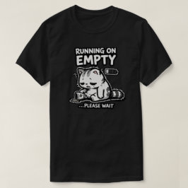 Camiseta Bateria Baixa Café Gato Sonolento Humor Design