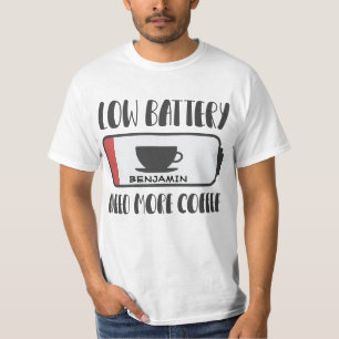 Camiseta Bateria Baixa Personalizada Precisa De Mais Café