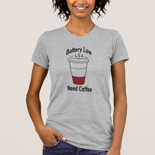 Camiseta Bateria baixa, preciso de café (Frente)