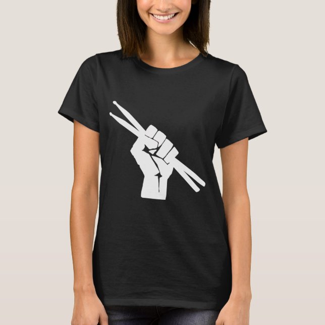 Camiseta Bateria com baquetas (Frente)