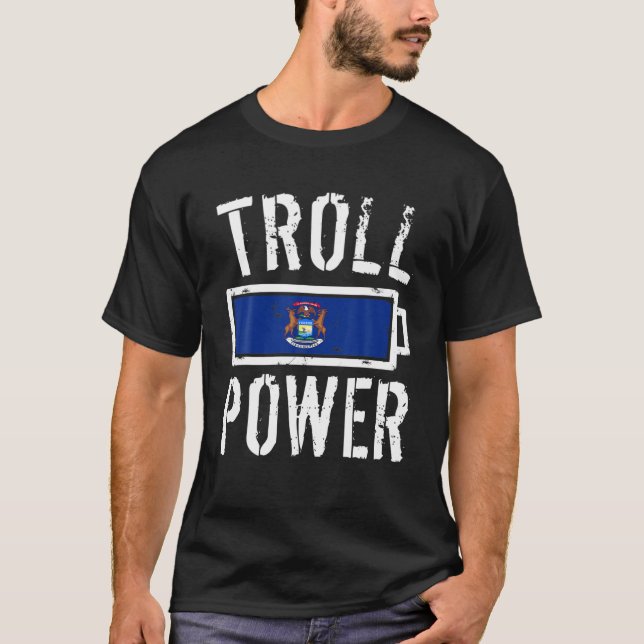 Camiseta Bateria de energia do Troll Michigan, orgulhosa Te (Frente)