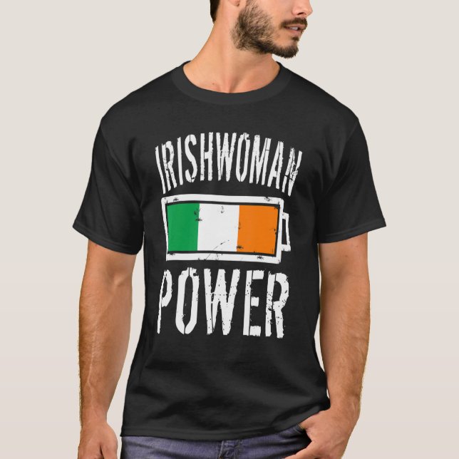 Camiseta Bateria de Energia Orgulhosa - Bandeira da Irlanda (Frente)