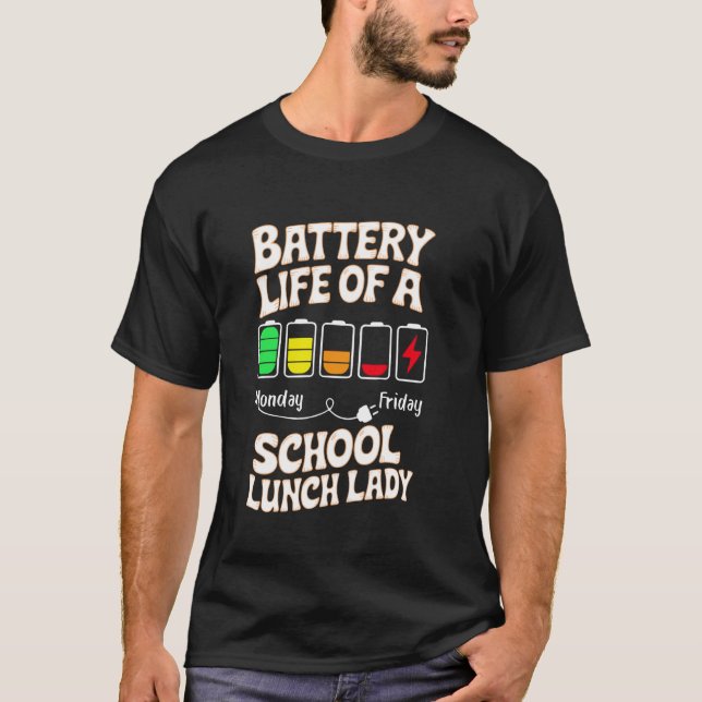 Camiseta Bateria de uma moça de almoço da escola para uma c (Frente)