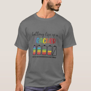 Camiseta Bateria De Vida De Um Professor Engraçado Na Pré-E