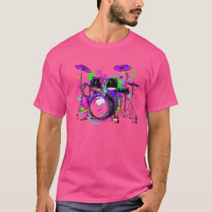 Camiseta Bateria Multicolor Rock And Roll Bateria Baterista