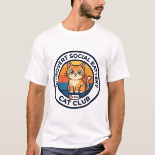 Camiseta Bateria Social de Introvertido Gato Fofo Design de