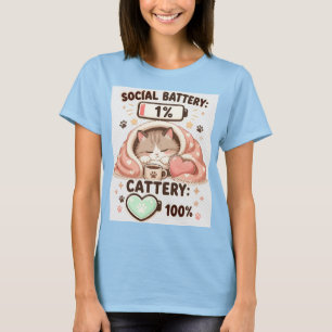 Camiseta Bateria Social Gateria Citação de Gato Fofo Introv