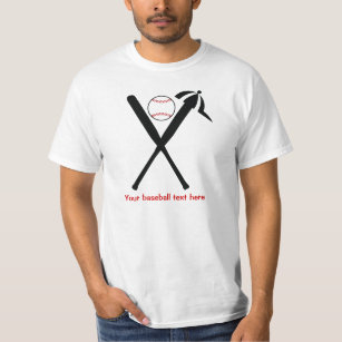Camiseta Baterias cruzadas de baseball e boné preto, vermel
