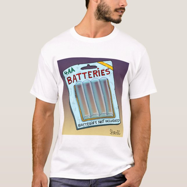 Camiseta Baterias engraçadas não incluídas cartão e present (Frente)