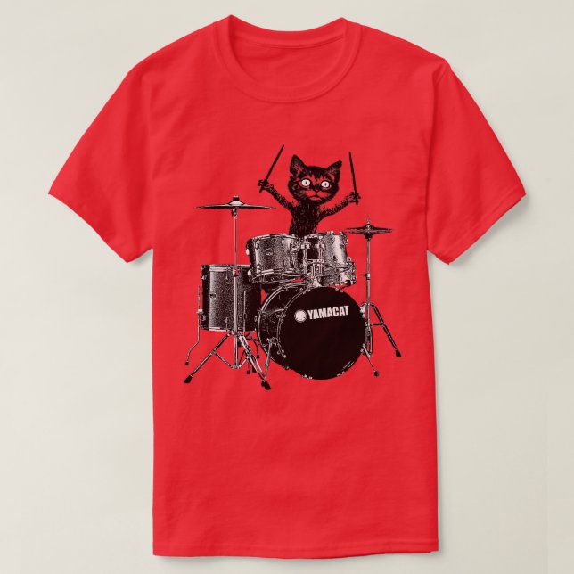 Camiseta Baterista de Gato (Frente do Design)