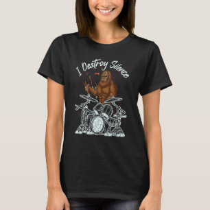 Camiseta Baterista Engraçado Jogando Tambores Eu Destruo Si
