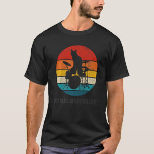 Camiseta Baterista Gato Percussão Vintage Bateria